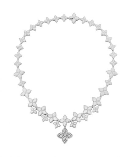Roberto Coin Flower White Gold Necklace with Diamonds