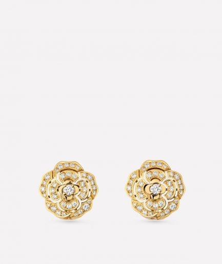replica Chanel Bouton de Camélia Earrings 18k Yellow Gold, Diamonds J12038